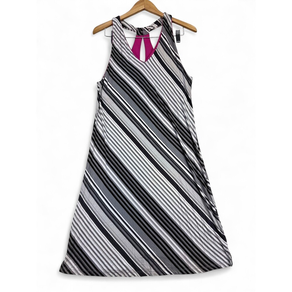 Dakini Striped Sleeveless Midi Dress - Twist Keyhole Back XL